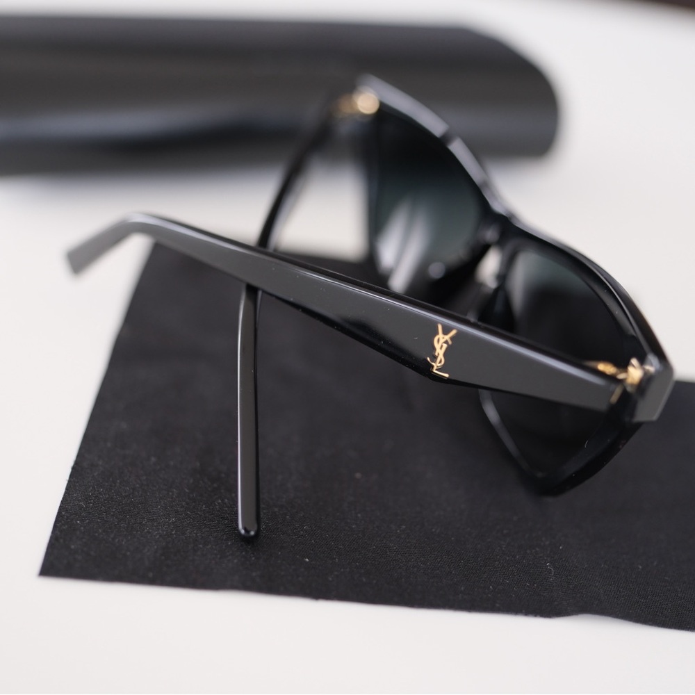 Saint Laurent Black and Gold Sunglasses - Picture 3 of 9